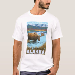 Elche, die in See - Anchorage, Alaska trinken T-Shirt