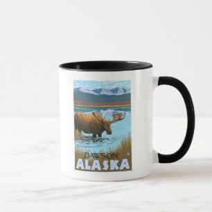 Elche, die in See - Dawson, Alaska trinken Tasse