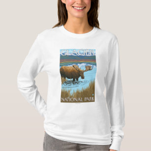 Elche, die in See - Glacier Nationalpark trinken, T-Shirt