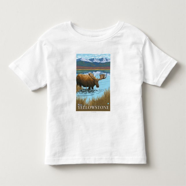 Elche, die in See - WestYellowstone, M.Ü. trinken Kleinkind T-shirt (Vorderseite)