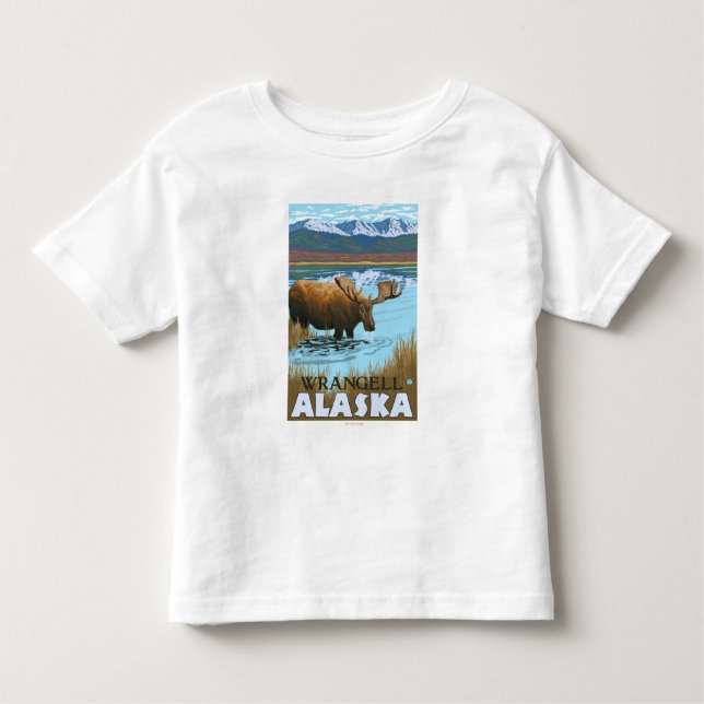 Elche, die in See - Wrangell, Alaska trinken Kleinkind T-shirt (Vorderseite)