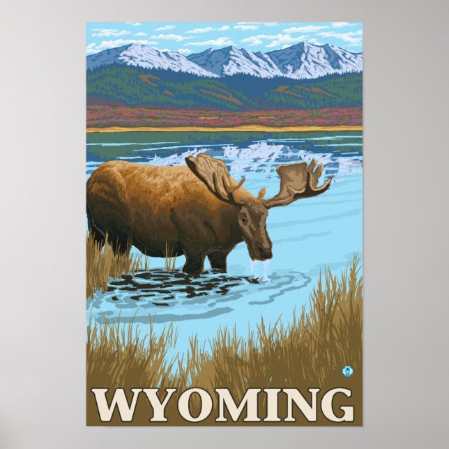 Elche Drinks am See - Wyoming Poster (Vorne)
