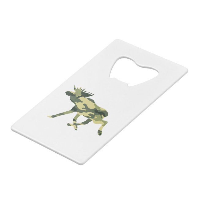 Elche/Elche Woodland Camouflage / Camouflage Geldkarten Flaschenöffner (Vorderseite Schrägansicht)