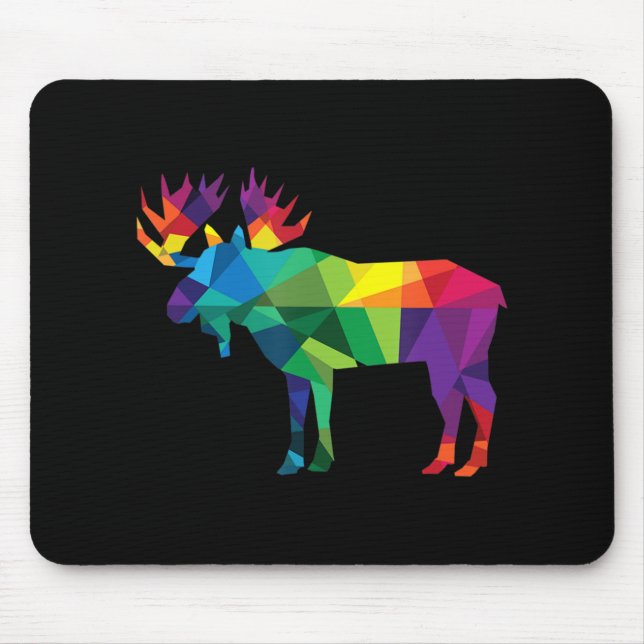 Elche farbenfrohe Low Poly Art Jäger zum Thema Jag Mousepad (Vorne)