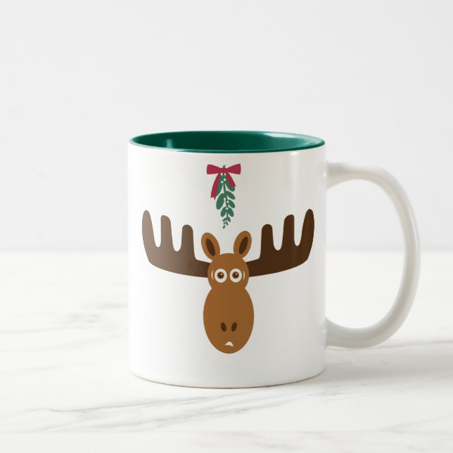 Elche Head_Mooseltoe_Merry Kuss-Elche Zweifarbige Tasse (Rechts)