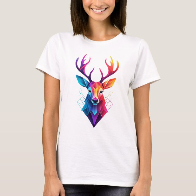 Elche, Hirsche, bunte Kunst T-Shirt (Vorderseite)