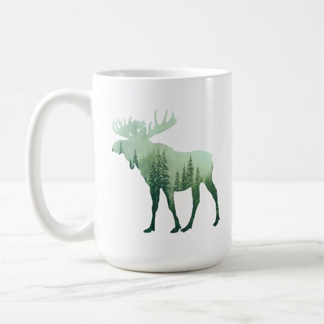Elche Hirsche und Wald Natur Kaffeetasse (Links)
