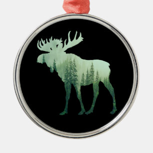 Elche Hirsche und Wald Natur Ornament Aus Metall
