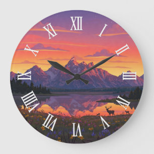 Elche im Grand-Teton-Nationalpark Große Wanduhr