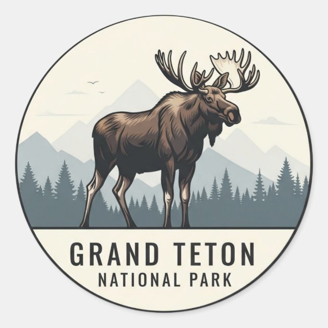 Elche im Grand Teton Nationalpark Runder Aufkleber (Vorderseite)