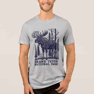 Elche im Grand Teton Nationalpark Tri-Blend Shirt