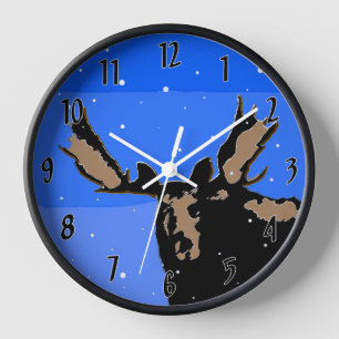 Elche im Winter - Originale Wildlife-Kunst Uhr