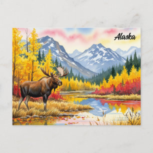 Elche in Denali Nationalpark Alaska Vintag Postkarte