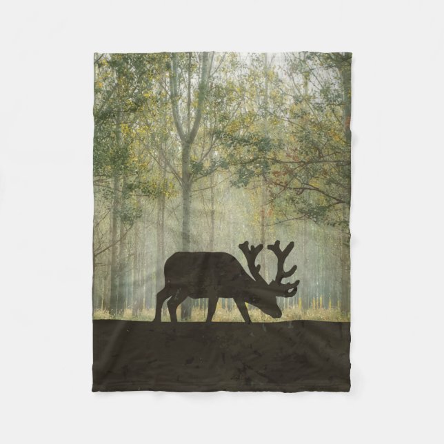 Elche in der Waldillustration Fleecedecke (Vorderseite)