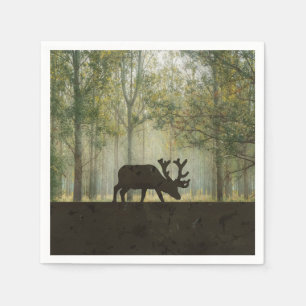 Elche in der Waldillustration Serviette