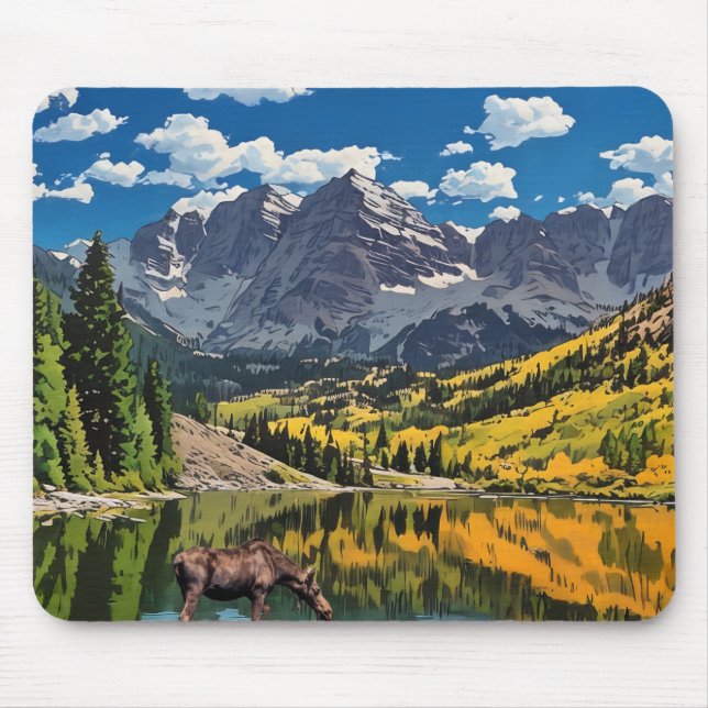 Elche in Maroon Bells Mousepad (Vorne)