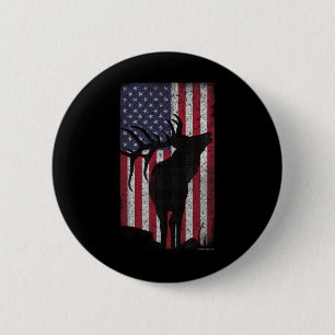 Elche Jagd Bugling Bull US Flag - amerikanischer R Button