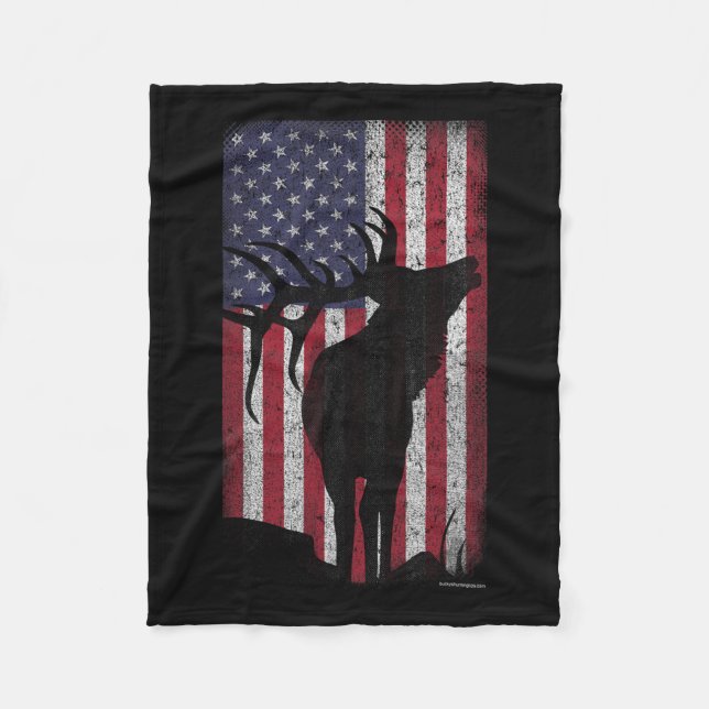 Elche Jagd Bugling Bull US Flag - amerikanischer R Fleecedecke (Vorderseite)