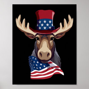 Elche mit der patriotischen US-Flagge Amerikanisch Poster
