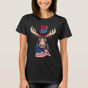 Elche mit der patriotischen US-Flagge Amerikanisch T-Shirt
