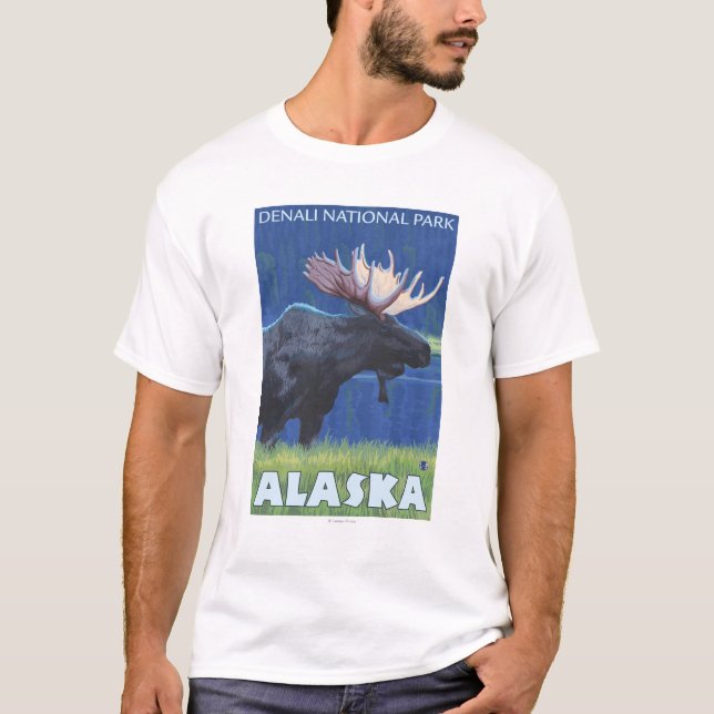 Elche nachts - Denali Nationalpark, Alaska T-Shirt (Vorderseite)