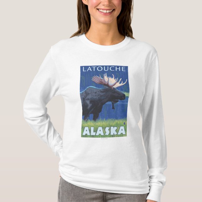 Elche nachts - Latouche, Alaska T-Shirt (Vorderseite)