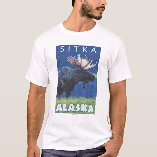 Elche nachts - Sitka, Alaska T-Shirt (Vorderseite)