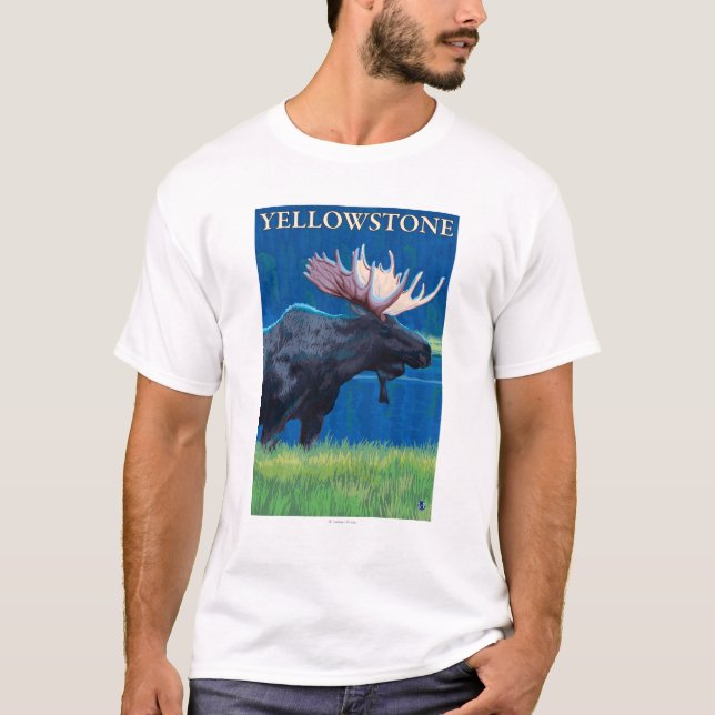 Elche nachts - Yellowstone Nationalpark T-Shirt (Vorderseite)