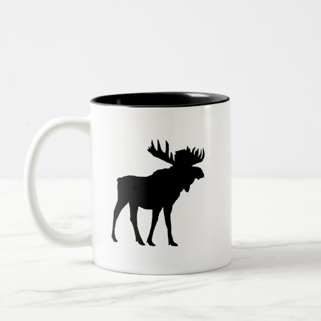 Elche Schwarze Silhouette Berg Lebend Zweifarbige Tasse (Links)