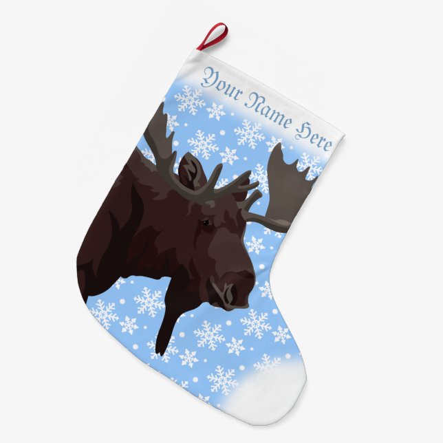 Elche Strumpf Elche Weihnachts-Strumpf Custom Großer Weihnachtsstrumpf (Vorderansicht (hängend))