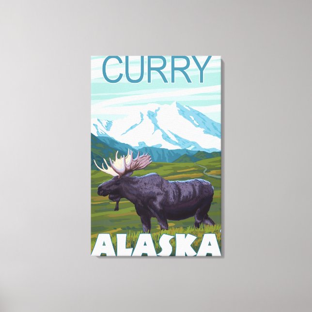Elche Szene - Curry, Alaska Leinwanddruck (Vorderseite)