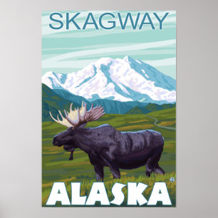 Elche Szene - Skagway, Alaska Poster