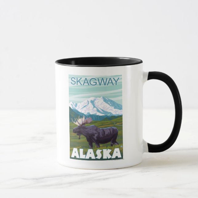 Elche Szene - Skagway, Alaska Tasse (Rechts)