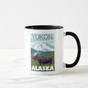 Elche Szene - Yukon, Alaska Tasse