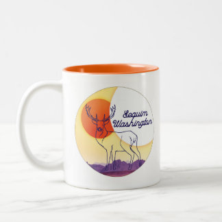 Elche und Bergwelt - Sequim, WA-Tasse Zweifarbige Tasse