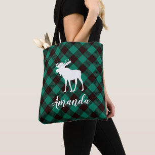 Elche und Buffalo Green Karierte Muster Weihnachte