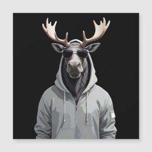 Elche Wearing Hoodie Funny Coole Tierart Magnetkarte
