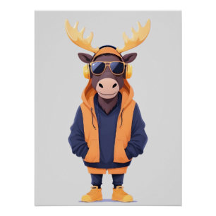 Elche Wearing Hoodie Funny Coole Tierart Poster