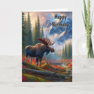 Elche Wildtiere Herbst Geburtstag Karte