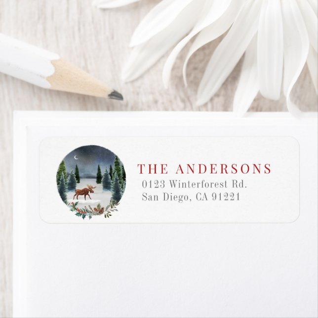 Elche Winter Night Forest Rücksendeadresse (Insitu)