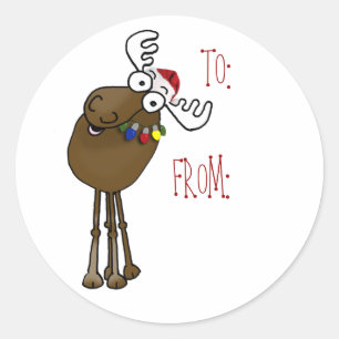 Elchgeschenkaufkleber ZU: , VON: Runder Aufkleber