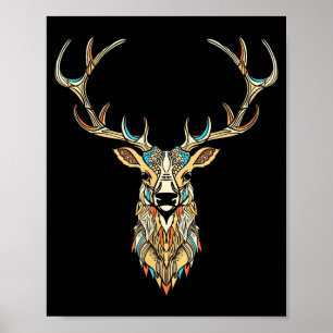 Elchkopf _ Gesicht Künstlerische Illustration Graf Poster