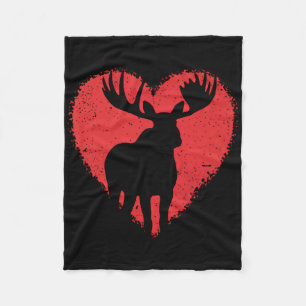 Elchliebhaber Valentinstag Cute Rotes Herz Wildes Fleecedecke