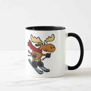 Elchskier-Cartoon  Hintergrundfarbe Tasse