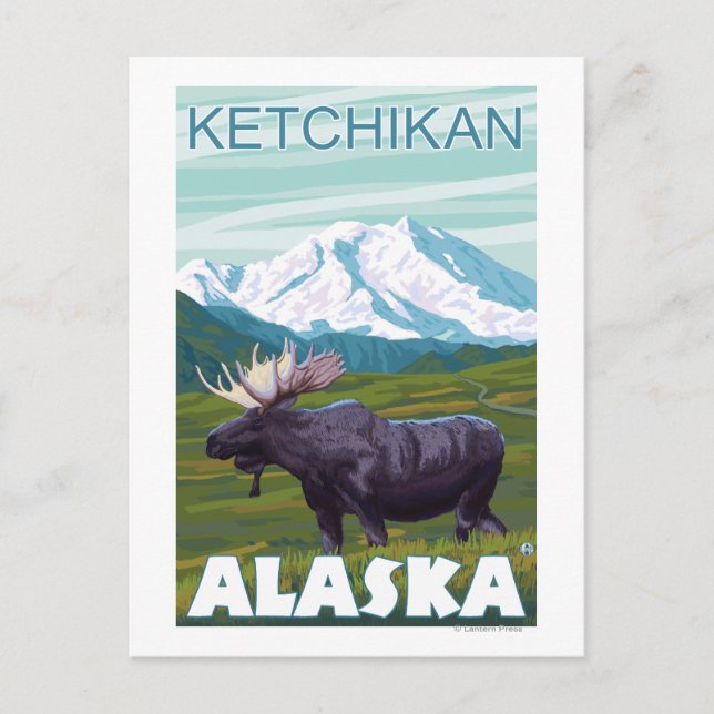 Elchszene - Ketchikan, Alaska Postkarte (Vorderseite)