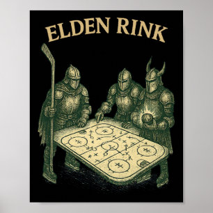Elden Rink Lustiger Hockey-Ritter Parodie Fantasy- Poster