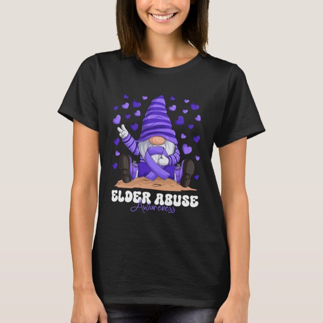 Elder Abuse Awareness Month Purple Ribbon Gnome T-Shirt (Vorderseite)