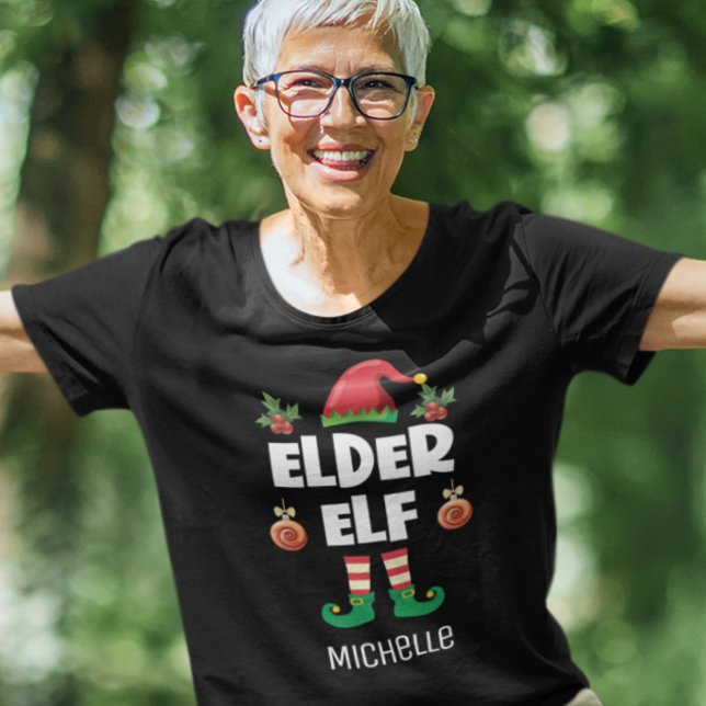 Elder elf lustige ironische Weihnachtsfamilienname T-Shirt (Von Creator hochgeladen)