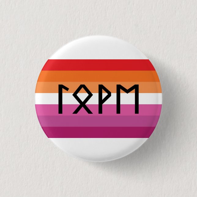 Elder Futhark Liebe Lesbian-Flagge Button (Vorderseite)