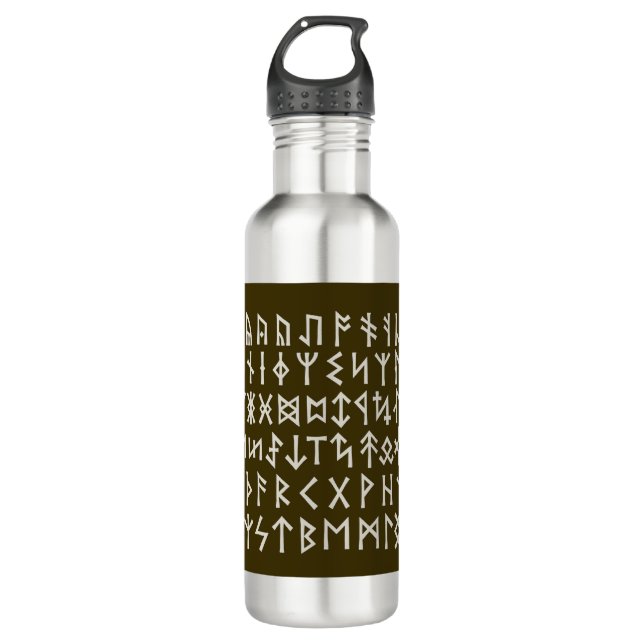 Elder Futhark Runes Edelstahlflasche (Vorderseite)
